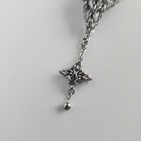 Vintage starlight silver rosary necklace ✦ unique handmade chainmail necklace ✦ - Picture 6 of 9